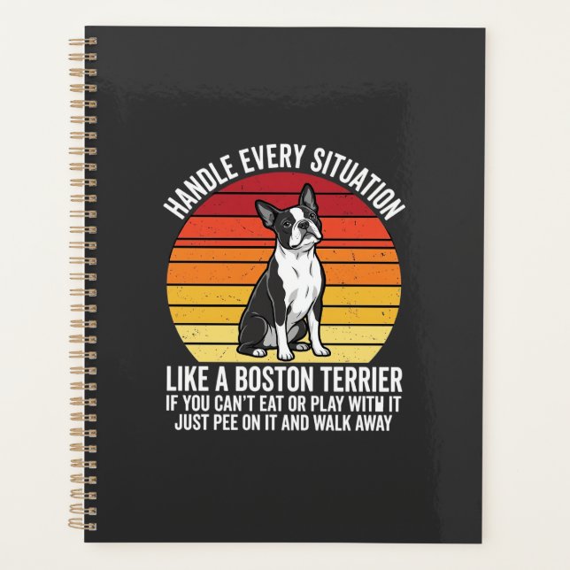 Agenda Divertido Actitud Perro Retro Boston Terrier (Anverso)
