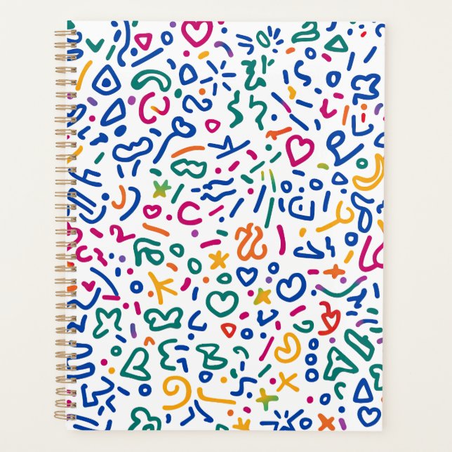 Agenda Divertido doodle de formas vibratorias coloridas (Anverso)