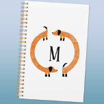 Agenda Divertido Monograma de perros Dachshund Sausage<br><div class="desc">Un dachshund lindo y gracioso,  salchichas de perros o perritos de peluquería en movimiento perpetuo. Personalizar cambiando o eliminando la inicial.</div>