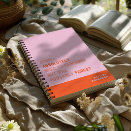 Agenda Divertido Nombre Personalizado Moderno Rosa Naranj