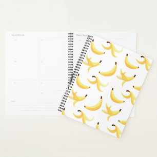 Agenda Divertido patrón de plátano amarillo retro editabl