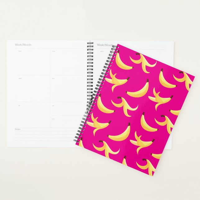 Agenda Divertido patrón de plátano amarillo retro editabl (Demostración)
