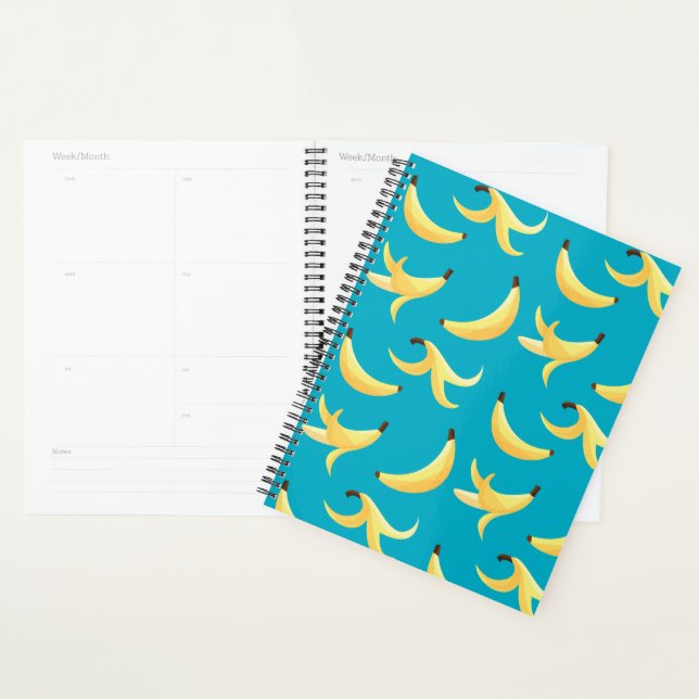 Agenda Divertido patrón de plátano amarillo retro editabl (Demostración)