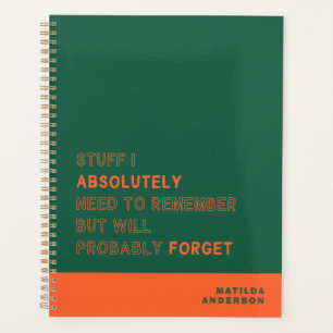 Agenda Divertido Personalizado Moderno Verde Naranja Nomb