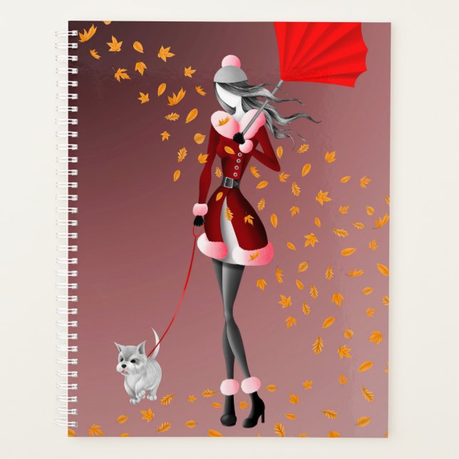 Agenda Dog Walker Autumn deja rojo (Anverso)