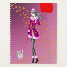 Dog Walker Autumn deja rosado