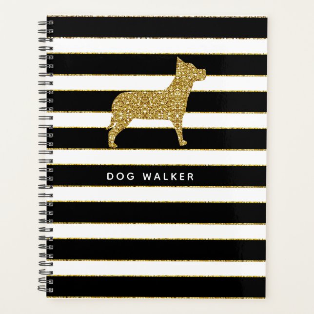 Agenda Dog Walker Planner Golden Stripes (Anverso)