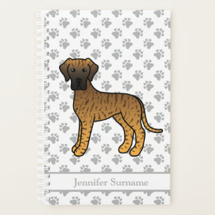 Agenda Dogo Cartoon Grande Brindle Cute y Texto