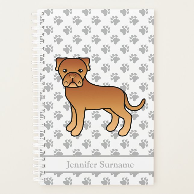 Agenda Dogo de Burdeos Dibujo Animado y Texto (Anverso)