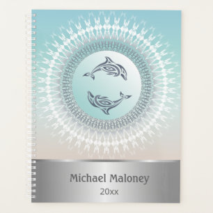 Agenda Dolphin Mandala Silver Personalizado Turquesa Naut
