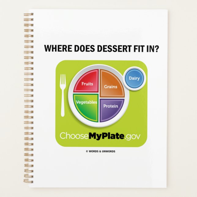 Agenda ¿Dónde Se Encuentra El Postre? Humor de MyPlate (Anverso)