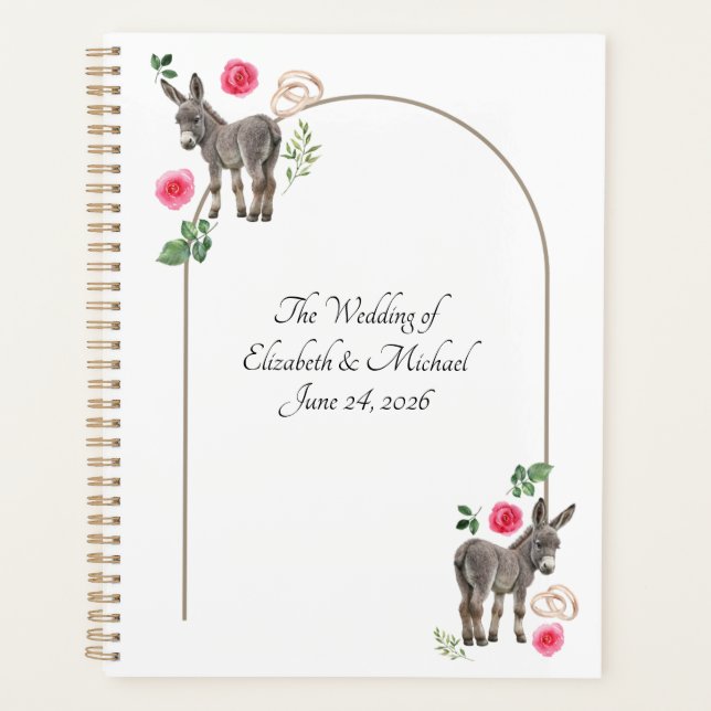 Agenda Donkey Pink Floral Wedding Planner (Anverso)