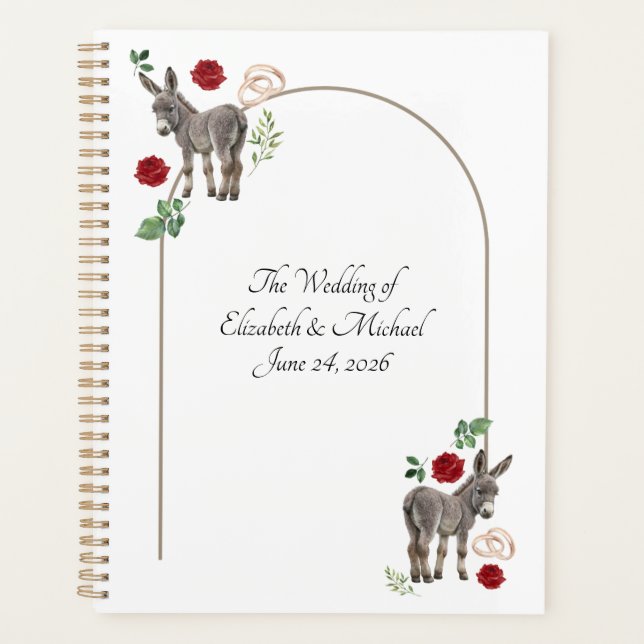 Agenda Donkey Red Floral Wedding Planner (Anverso)