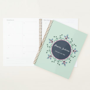 Agenda Doodle de Mandala Floral Turquesa y Rosa Modernos