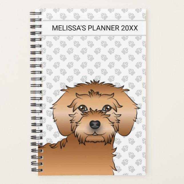 Agenda Doodle mini Goldendoodle de albaricoque Cartoon pe (Anverso)