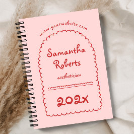 Agenda Doodle Rojo y Rosa Retro Escrito A Mano Girly 2026