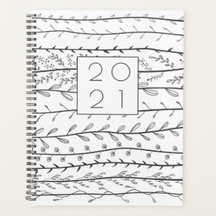 Agenda Doodle Vines Botánico Blanco y Negro