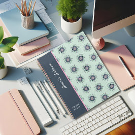 Agenda Doodles de Mandala, de color turquesa rosa y moder