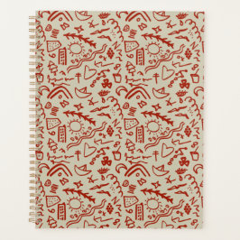 Agenda Doodles rojo y beige
