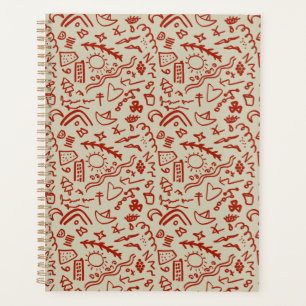 Agenda Doodles rojo y beige