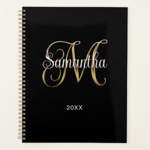 Agenda Dorado Metálico Negro Rizado Monograma M Signature