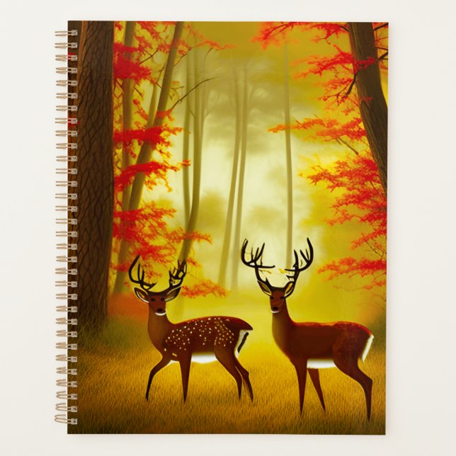 Agenda Dos ciervos en un bosque otoñal / Woods (Anverso)
