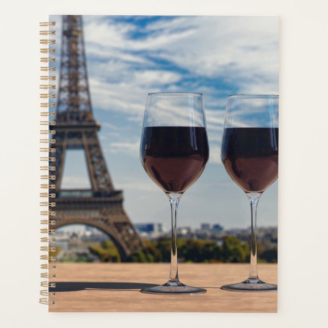 Agenda Dos copas de vino con Torre Eiffel (Anverso)