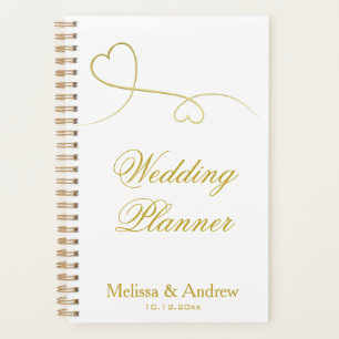 Agenda Dos Corazones de Oro Elegantes   BODA