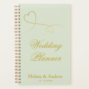 Agenda Dos Corazones de Oro Elegantes   Sage Green Boda