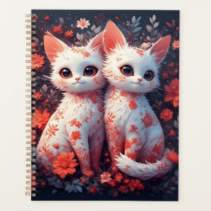 Agenda Dos gatitos blancos y flores