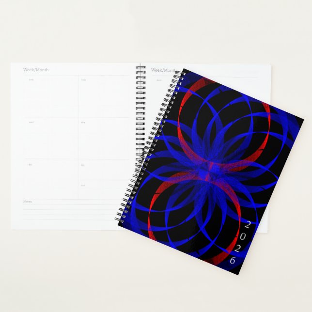 Agenda Double Blueberry Color Geometric Spiral Planner (Demostración)
