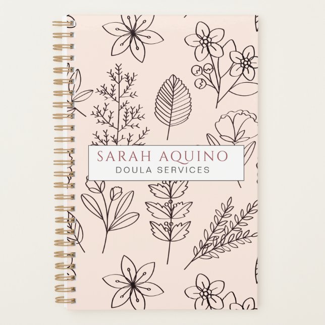 Agenda Doula Floral Pink Whimsical O Empresa De Comadrona (Anverso)