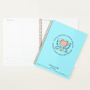 Agenda Doula Midwife "Whimsical Heart & Wings Turquoise"