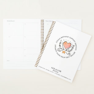 Agenda Doula Midwife Whimsical Pink Heart & Wings White