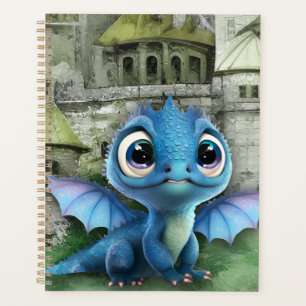 Agenda Dragón Azul Bebé Y Castillo Medieval De Fantasía