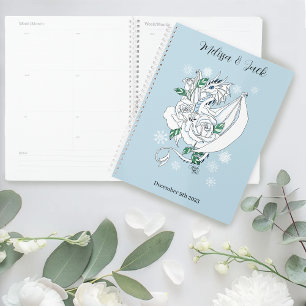 Agenda Dragón de invierno blanco Boda azul de copo de nie