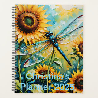 Agenda Dragon Fly. Whimsical Dragon Fly Sunflower