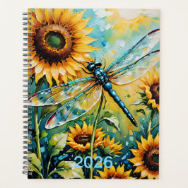Agenda Dragon Fly. Whimsical Dragon Fly Sunflower
