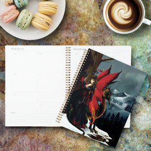 Agenda Dragón Hada Rojo de Primavera Fantasía de la Madre