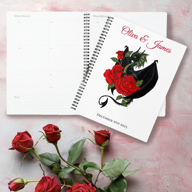 Agenda Dragón negro Roses rojos Fantasía Boda (Subido por el creador)