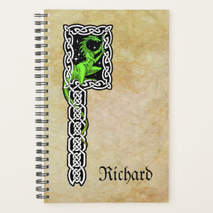 Agenda Dragón Verde Con Frontera Celta Personalizado
