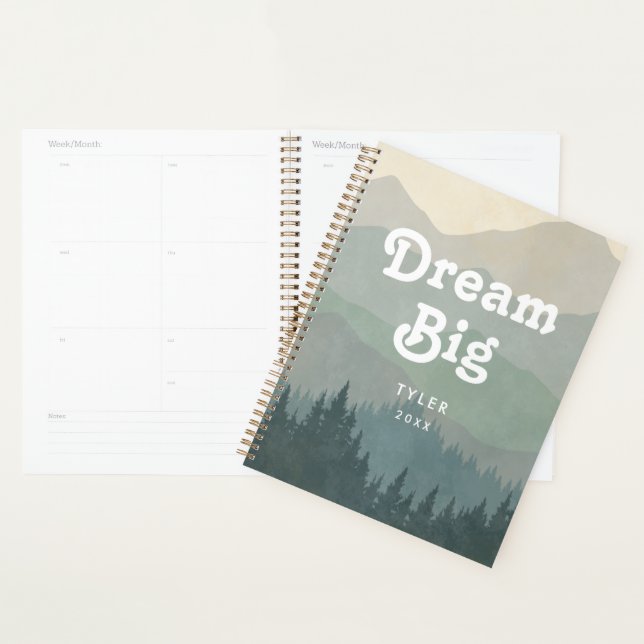 Agenda Dream Big Blue Boho Mountains Retro Planner (Demostración)
