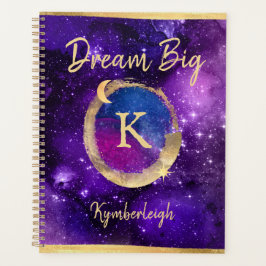 Agenda Dream Big Purple Galaxy Glam Gold Monograma Grande
