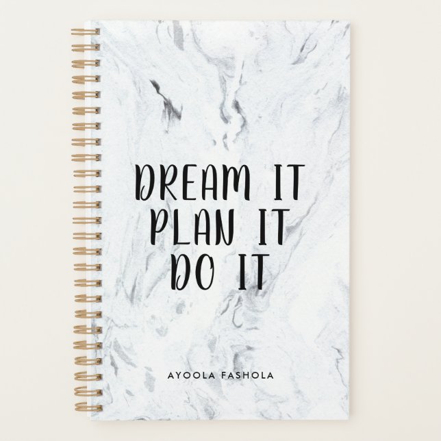 Agenda Dream It Plan It Do It Motivational Cita Marble (Anverso)
