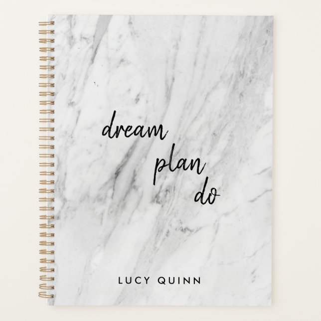 Agenda Dream Plan Do | Guión de estilo moderno de mármol  (Anverso)