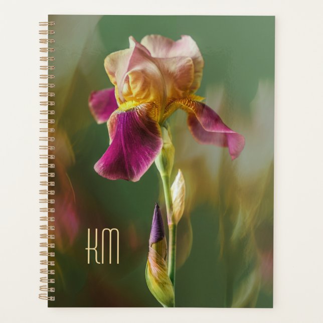 Agenda Dreamy Iris Floral photo art with monogram (Large) (Anverso)