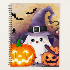 Agenda Dulce Fantasma de Halloween con Sombrero de Bruja