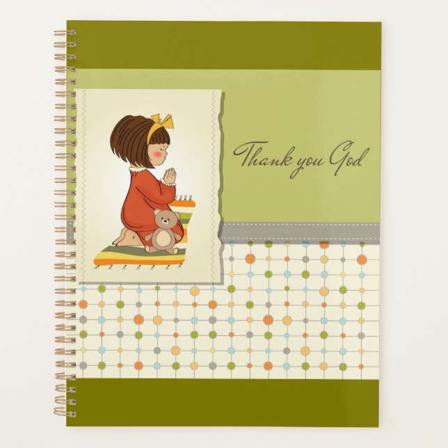 Agenda Dulce niña orando gracias Dios (Anverso)