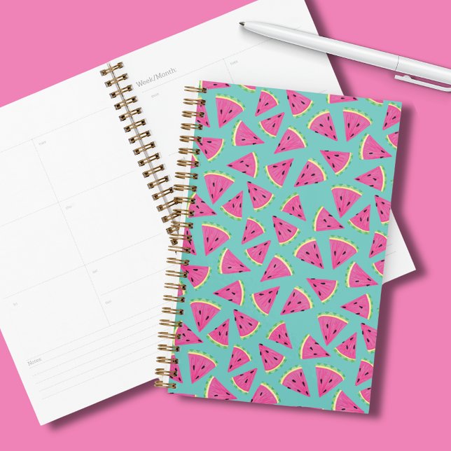 Agenda Dulce patrón de sandía (Colorful watermelon slices planner for all your organisational needs!  Fun tropical summer pattern.)
