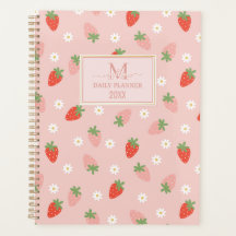 Dulces Fresas Rosadas y Rojas Monograma Diario